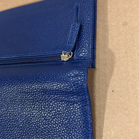 DANTE RFID Ladies Pebbled Leather Wallet Clutch -Blue- like new - Picture 5 of 12